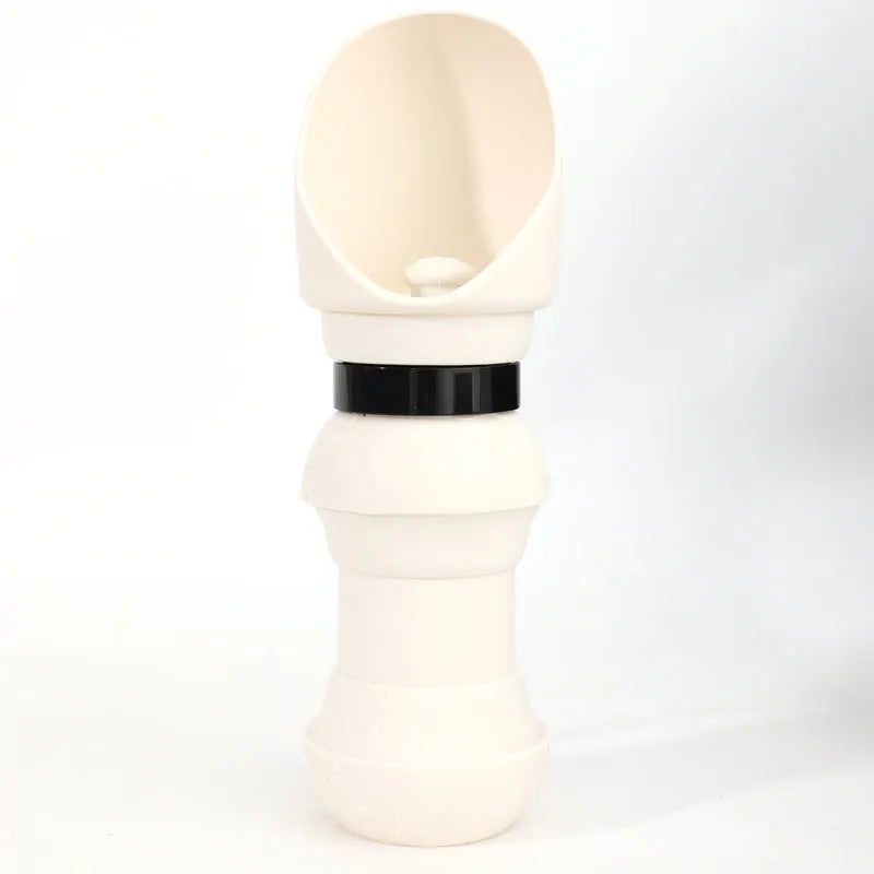 Silicone pet folding water cup shown in collapsed and open positions with colour options