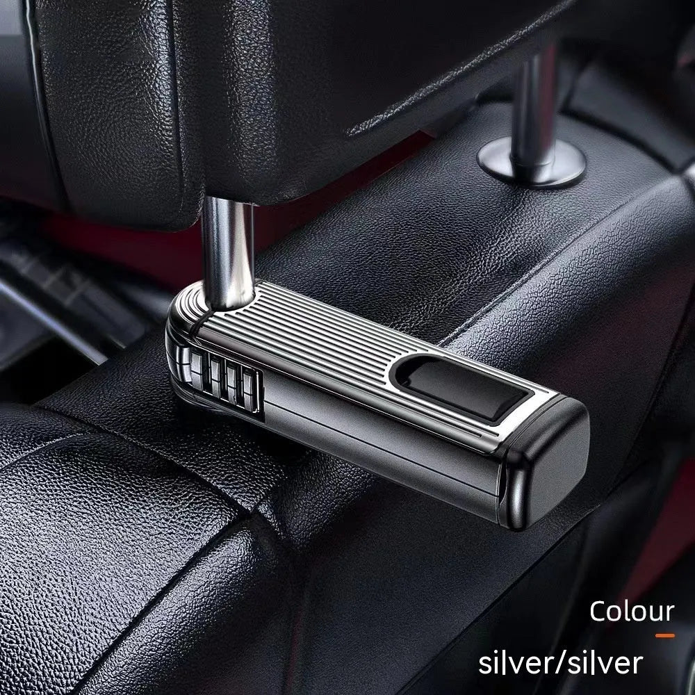Car seat back rotating hook bracket for GM rear headrest vertical screen mount in black colour on headrest