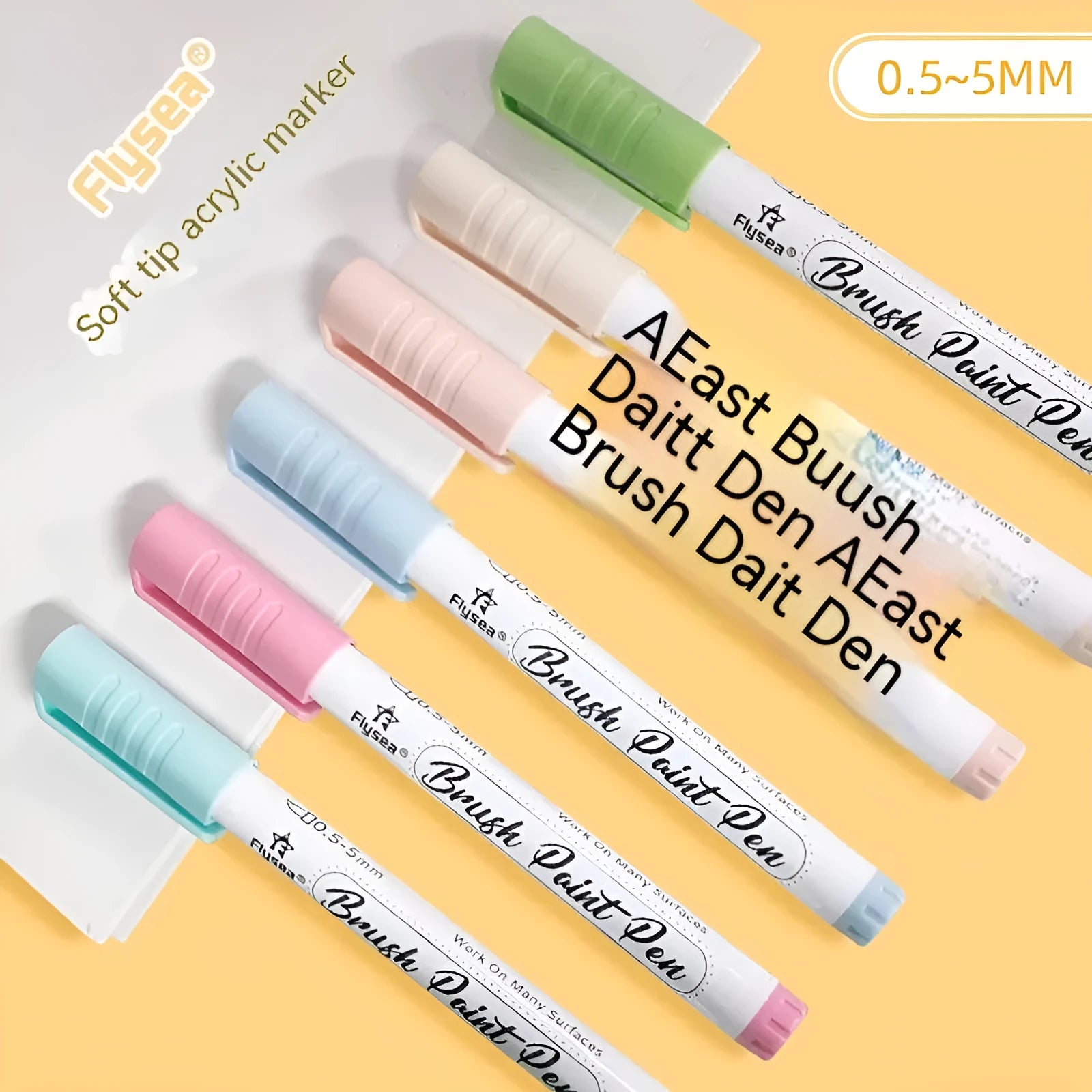 Set of soft tip gouache paint marker pens for hand lettering and acrylic art projects