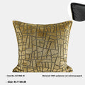 Tuhao gold geometric abstract pattern on square and lumbar cushion covers.