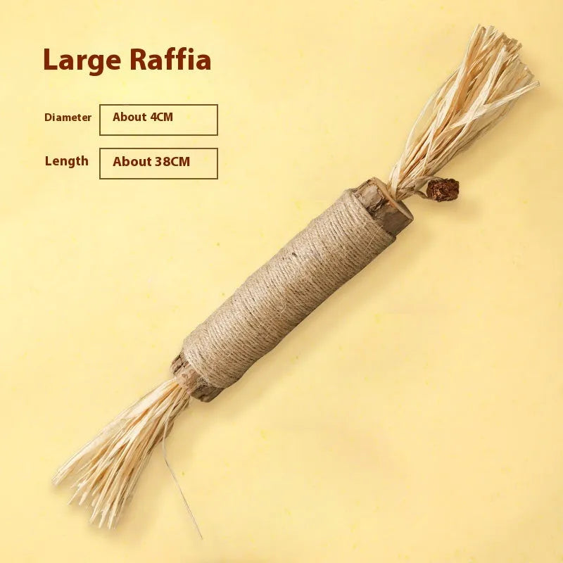 Polygonum cat teeth grinding rod chew toy with 2.2 cm diameter in chicken feather or raffia style
