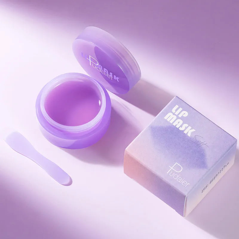 Box containing 10ml exfoliating lip balm mask and a plastic scraper tool for application.