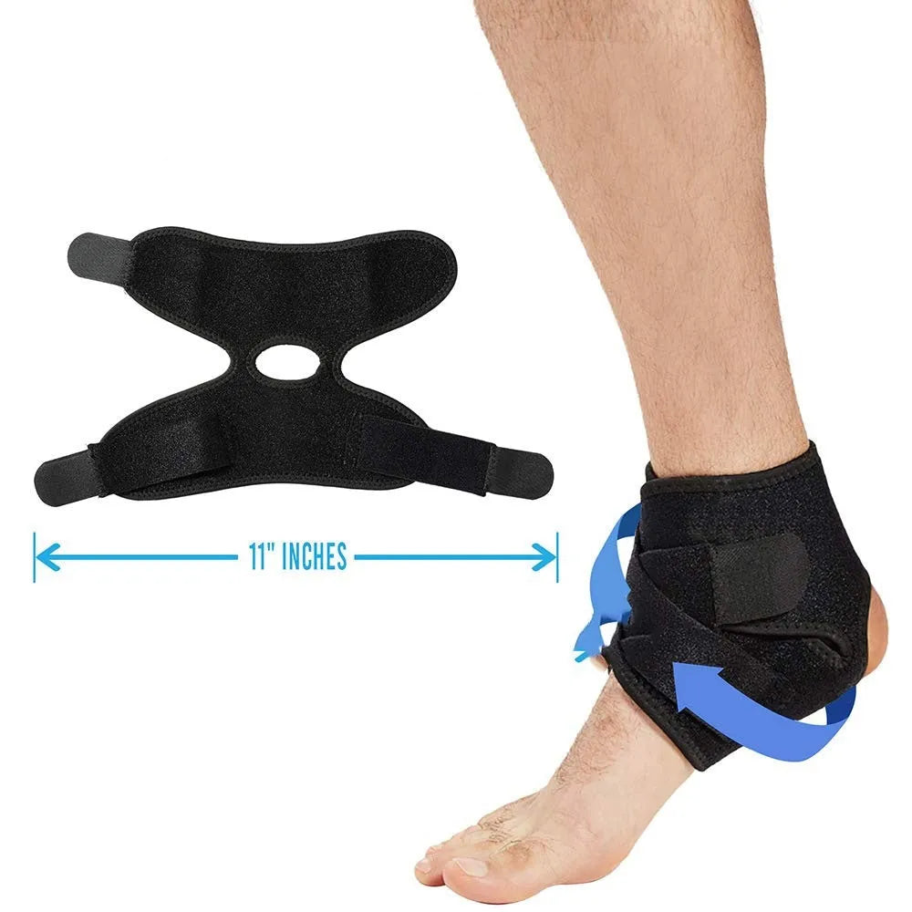 A black sports ankle support protective gear for basketball, football, running, and fitness activities.