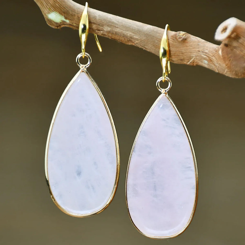 Vintage Tigereye long water drops stone earrings with handcrafted manual processing