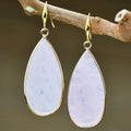 Vintage Tigereye long water drops stone earrings with handcrafted manual processing
