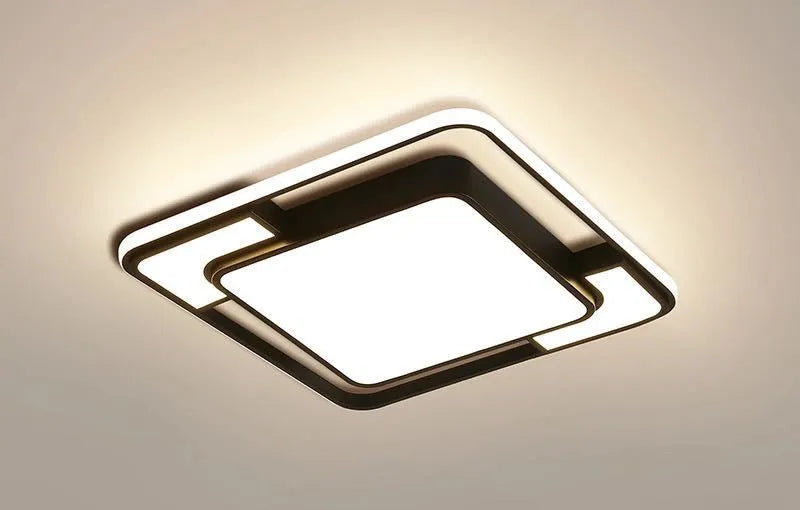 White square iron LED ceiling lamp with Nordic style measuring 42x42x5cm