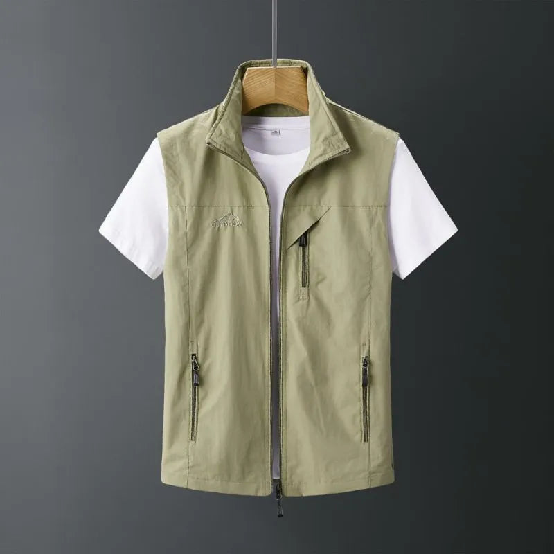 Men's hooded rabbit fur vest in slim fit for outdoor casual wear