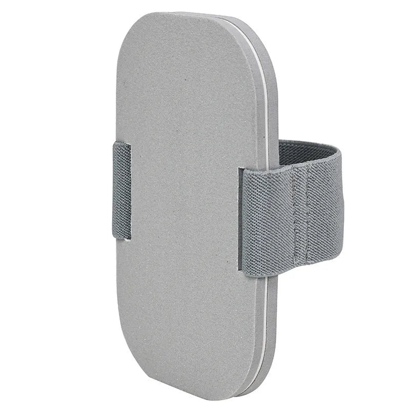 Gray detachable dog nail file with EVA and polyester surface, 16x14x2.5cm compact size, on plain background