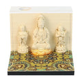 Seated Lotus Guanyin 3D paper carving calendar with Wealth Boy, 2026 English calendar, light version retro style