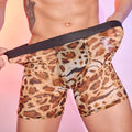 Men's leopard print boxer shorts in free size with nylon fabric construction