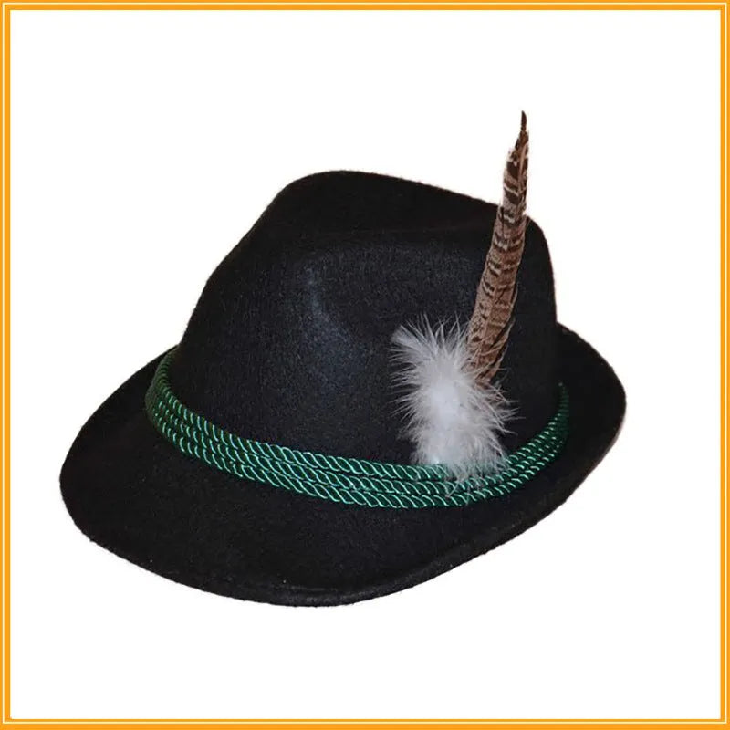 Performance Composite Turkey Feather Hat velvet fedora jazz hat in light gray with feather decoration