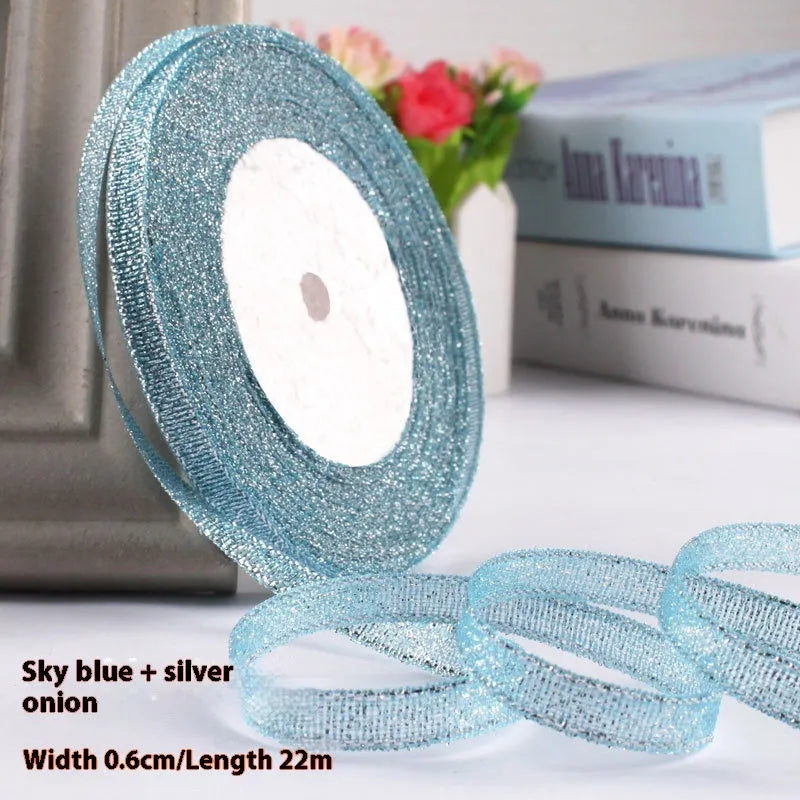 Polyester gift packaging ribbon roll in selected colour, 0.6cm wide decorative band