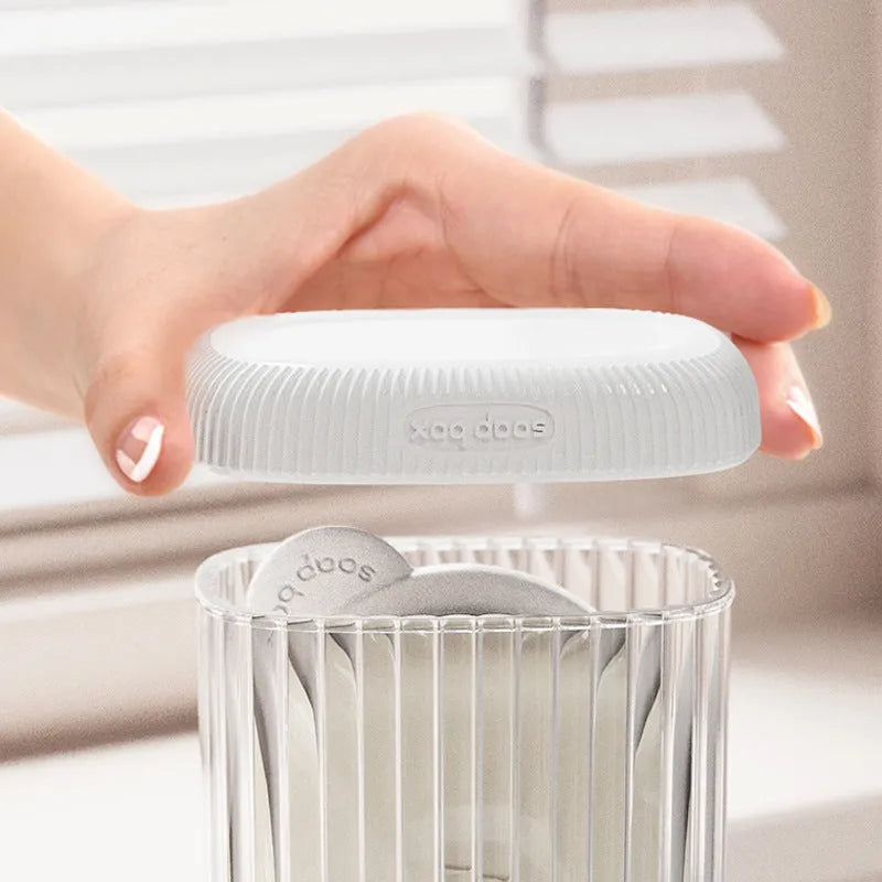 PET travel soap holder in Cream White colour, compact design for standard soap bar