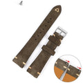 Genuine suede leather watch strap in small waist design showing brown colour option