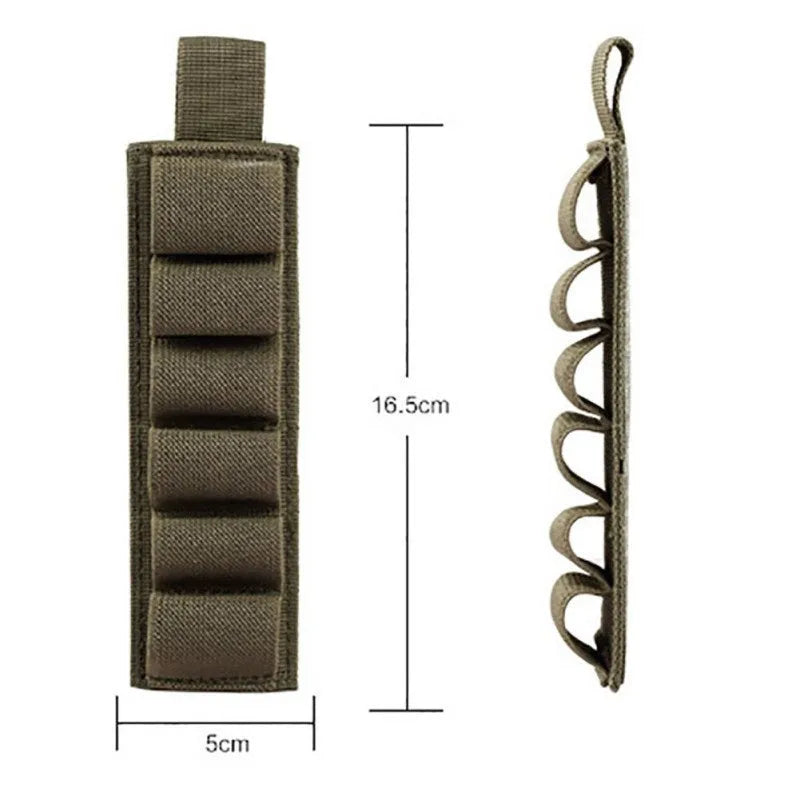 6-hole MOLLE storage organiser in tactical colours measuring 16.5cm by 5cm