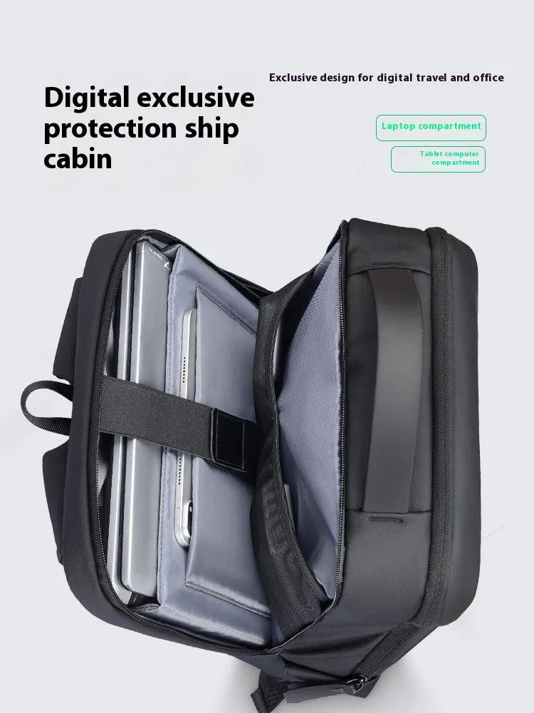 Graphite grey USB charging business backpack with Oxford cloth construction and under 20-litre capacity