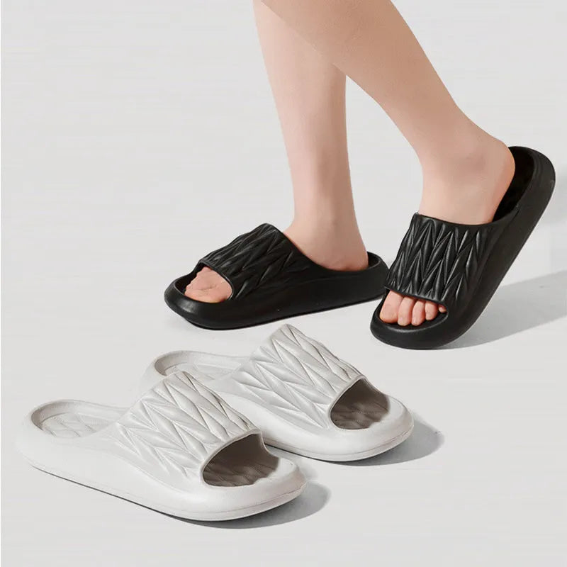 Leaf texture pattern EVA slippers with non-slip soles in multiple colour options