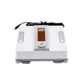 White intelligent window cleaning robot for high-rise buildings with voice and app control options.