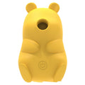 Cute bear-shaped silicone suction massage device in pink and yellow with magnetic charging cable