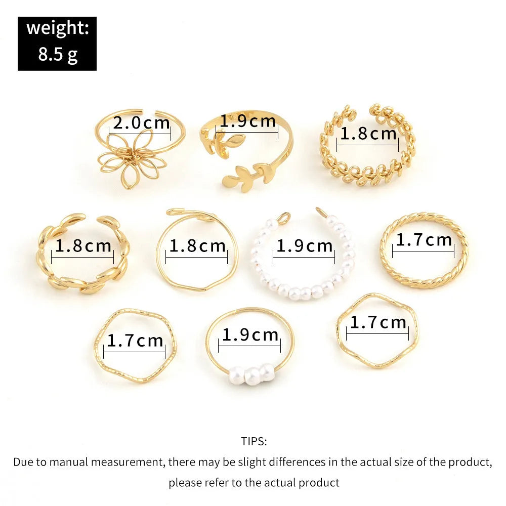 Openwork floral ring set with glossy electroplated finish in gold colour