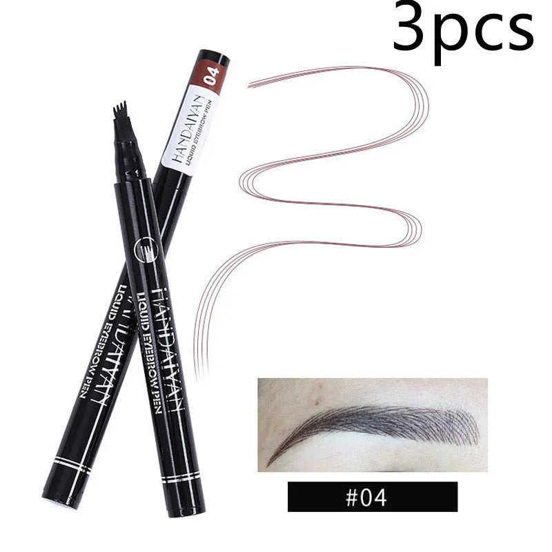 Four-head eyebrow pencil in black with colour options: light coffee, gray coffee, brown, dark brown