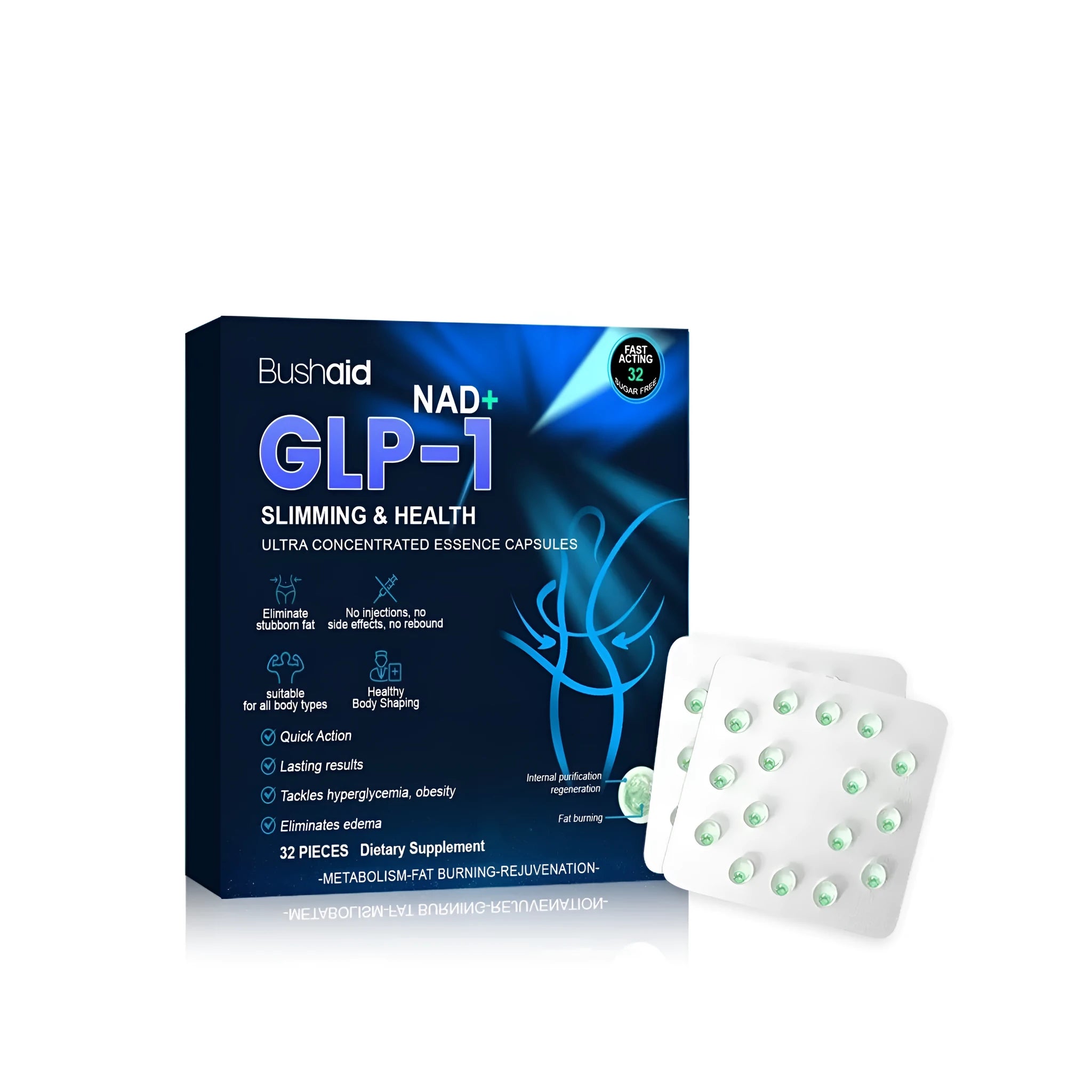 32 ultra concentrated gel capsules with menthol, glycerin and sorbitol in container