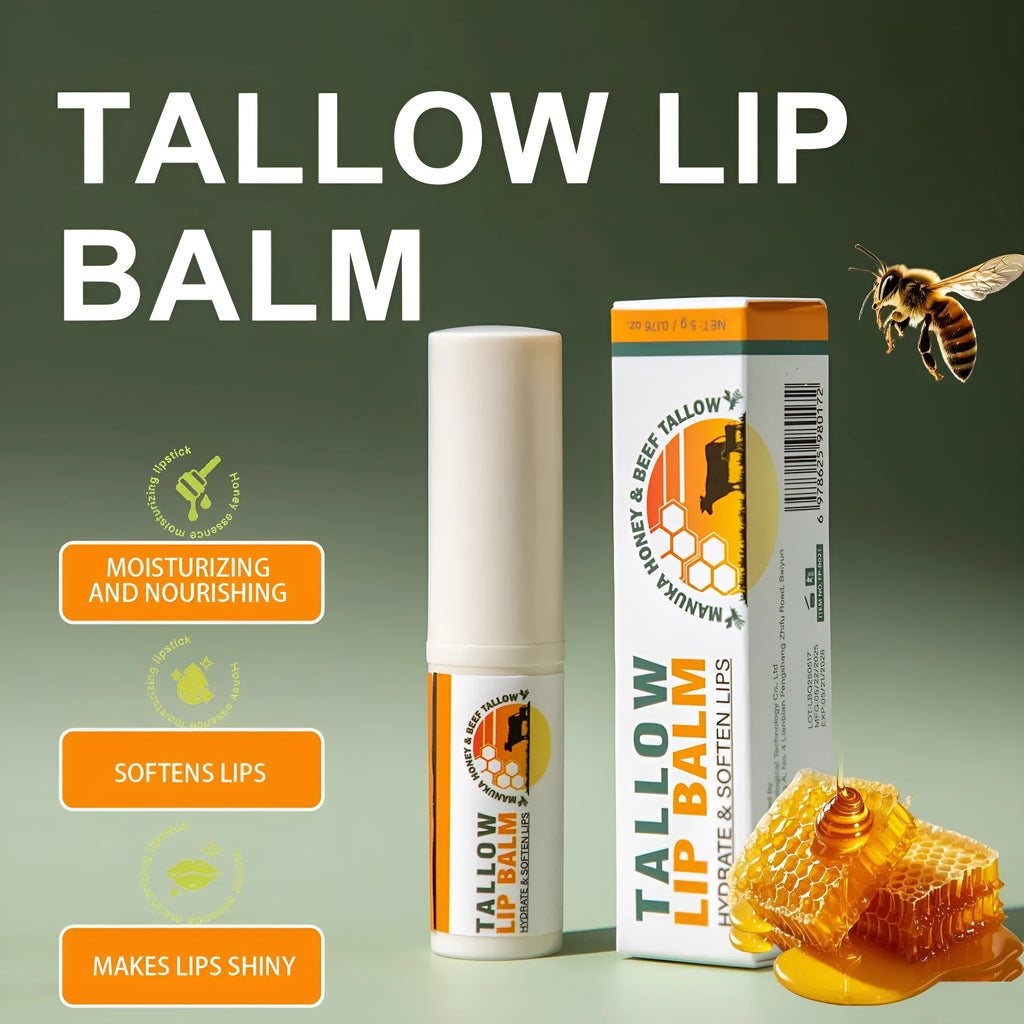 Tallow lip balm stick, 5g, 83mm x 19mm x 19mm, single lipstick unit for everyday lip care