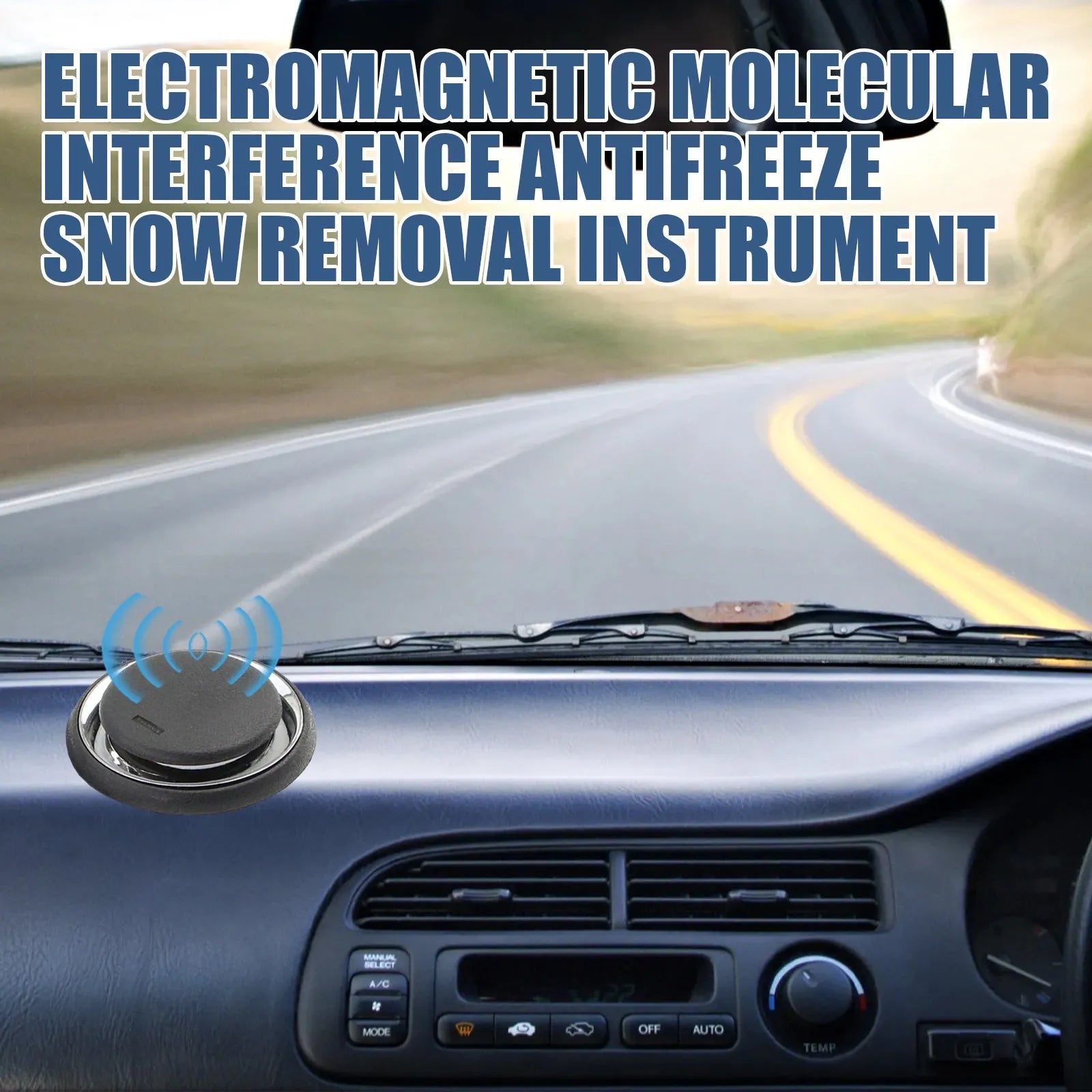 Black portable car de-icing instrument with compact 7.4 cm square dimensions for vehicle ice removal