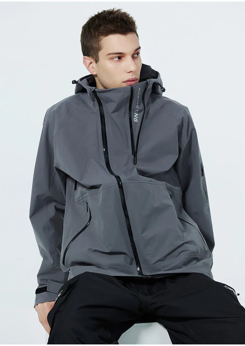 Unisex double plate ski suit in windproof waterproof construction for winter sports