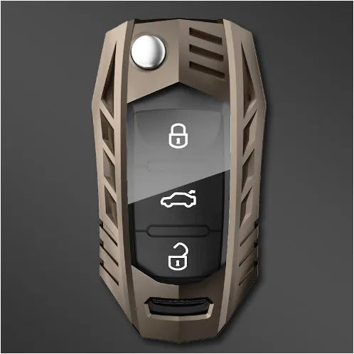 Metal mecha golf auto key shell set in silver with button case buckle