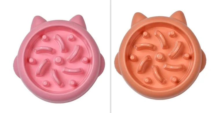 Green bone-shaped slow feeder bowl for dogs and cats with interior ridges