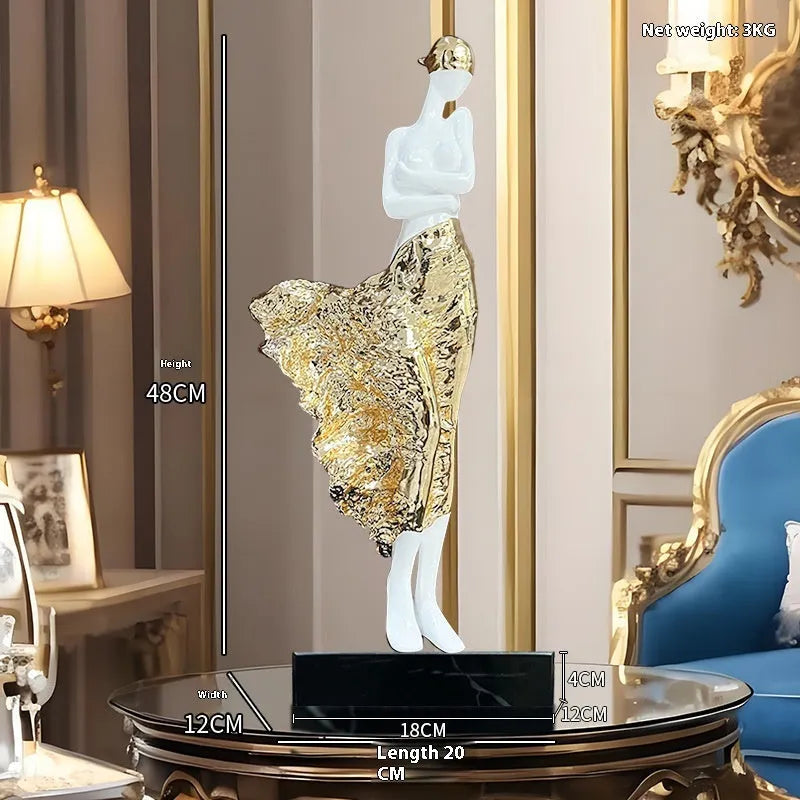 48cm contemporary beauty character sculpture in natural resin plastic, rose gold colour option