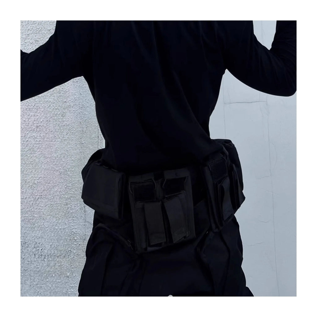 Black detachable multifunctional tactical belt with fabric and alloy buckle for men and women