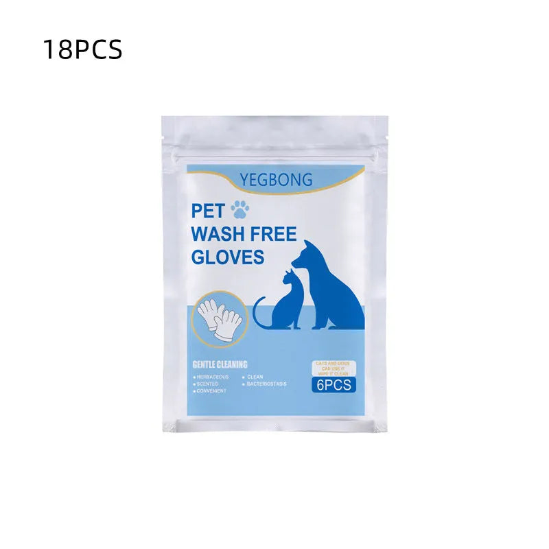 Pack of six disposable aluminium foil pet grooming gloves for cat and dog hair removal, bagged