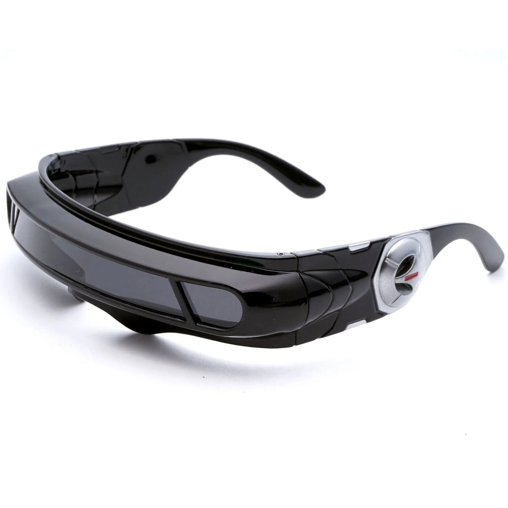 Black full rim sports sunglasses with polarised lenses in grey, red mercury, and blue mercury colour options.