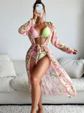 Women's printed polyester bikini swimsuit in colourful design with European and American sizing
