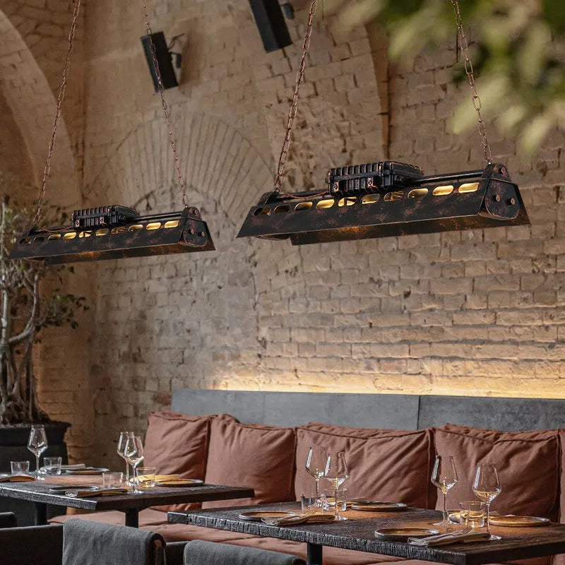 Retro industrial iron droplight with 4 heads 80cm in a nostalgic loft style for indoor use