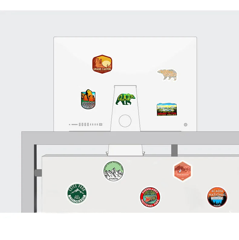 50 small matte National Park stickers in YT28 colour for stationery, cellphone, computer, and luggage use