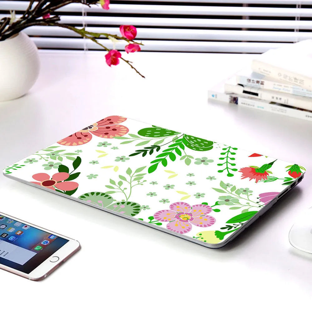Plastic protective shell with flower pattern for Apple MacBook Air and Retina laptops