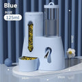 White, blue, and pink hamster automatic drinking water feeder and food basin for cage use.