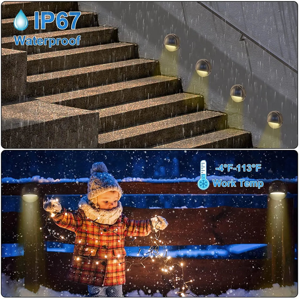 Low voltage platinum coloured outdoor step light for garden paths with IP67 waterproof rating