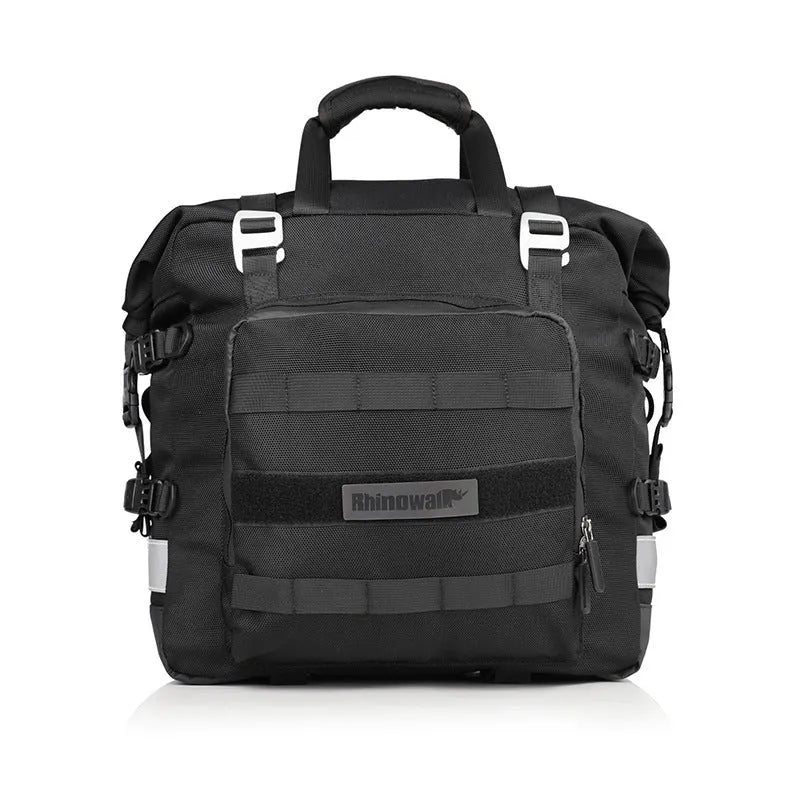 Quick release 20 litre motorcycle side bag in waterproof polyester with shoulder strap