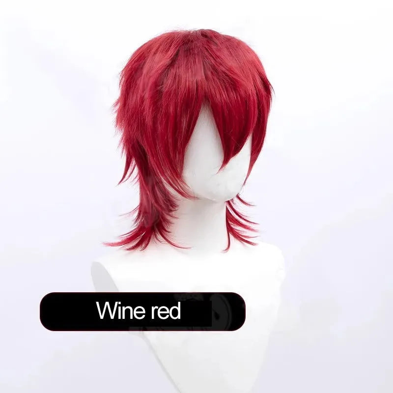 Short anime style cosplay wig with anti-curling hair tail in high-temperature fiber material