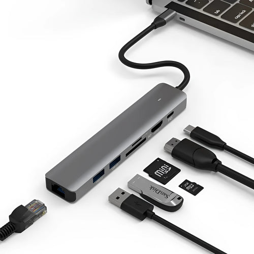 LQT-LH07 7-in-1 card reader PD computer hub with customisable logo printing option