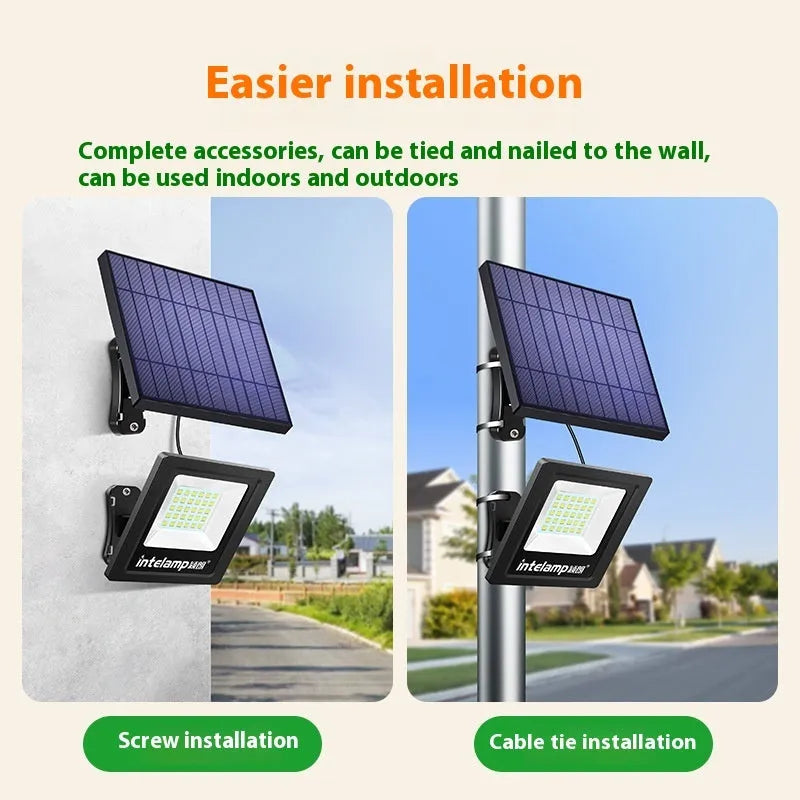 Outdoor solar-powered LED light with waterproof housing for garden and courtyard illumination