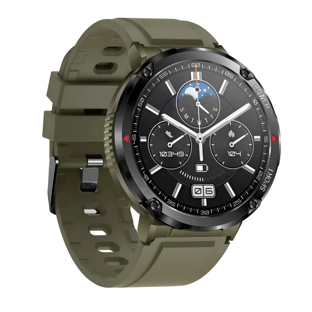 T30 Smart Watch with black silicone strap showing time and health metrics on its IPS screen.