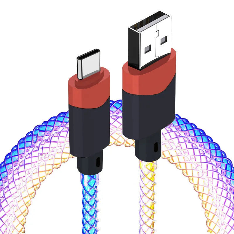 RGB charging data cable with colour gradient lighting 1m multi-interface
