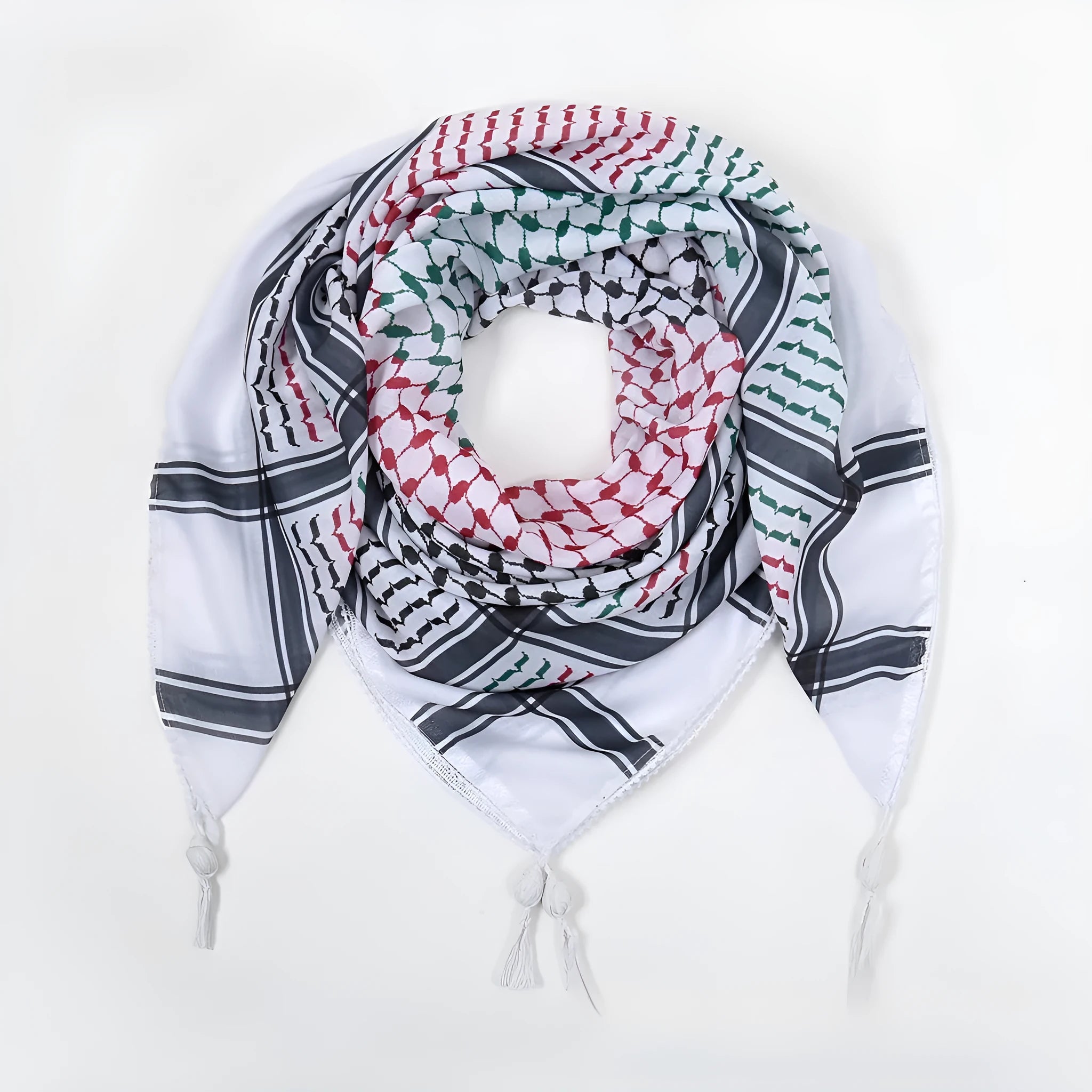 Fringe fashion unisex polyester scarf with colourful grid pattern, 140cm length