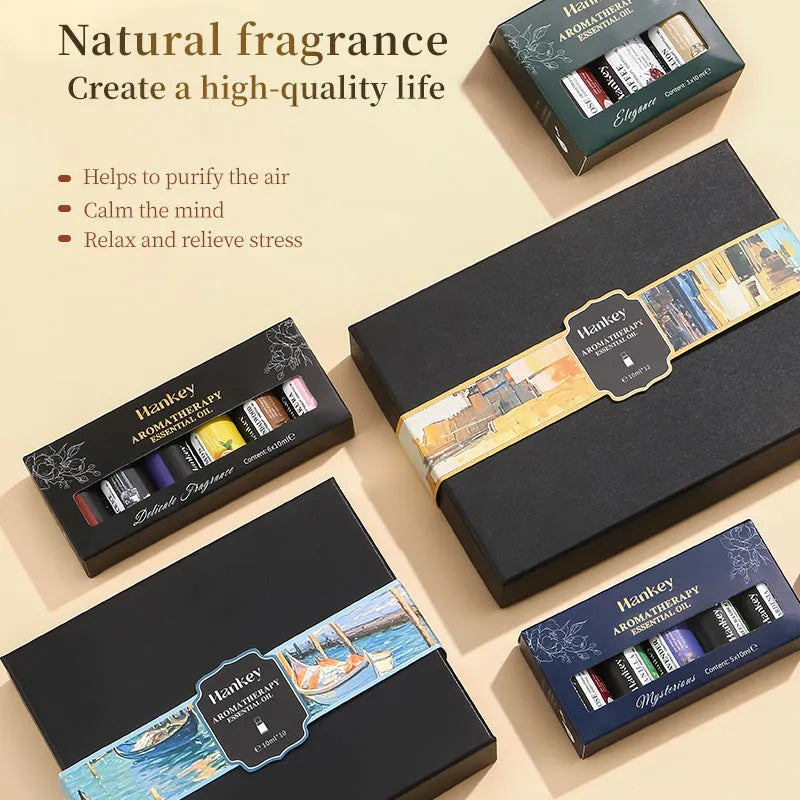 Boxed water-soluble aromatherapy essential oil sets in multiple quantity options