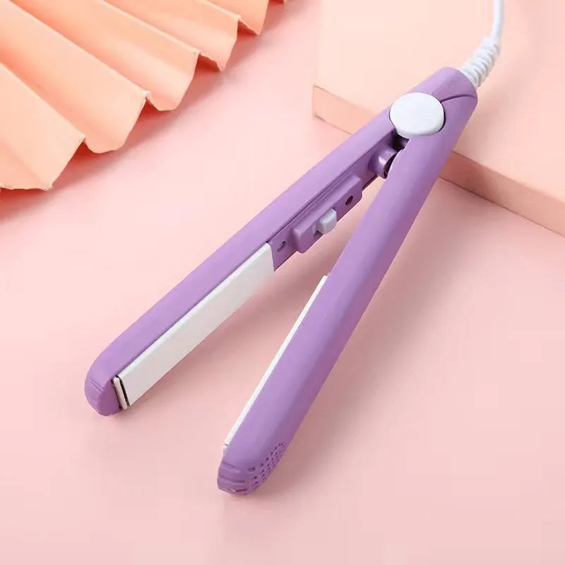 Blue mini hairdressing splint iron with storage box for styling bangs and perms